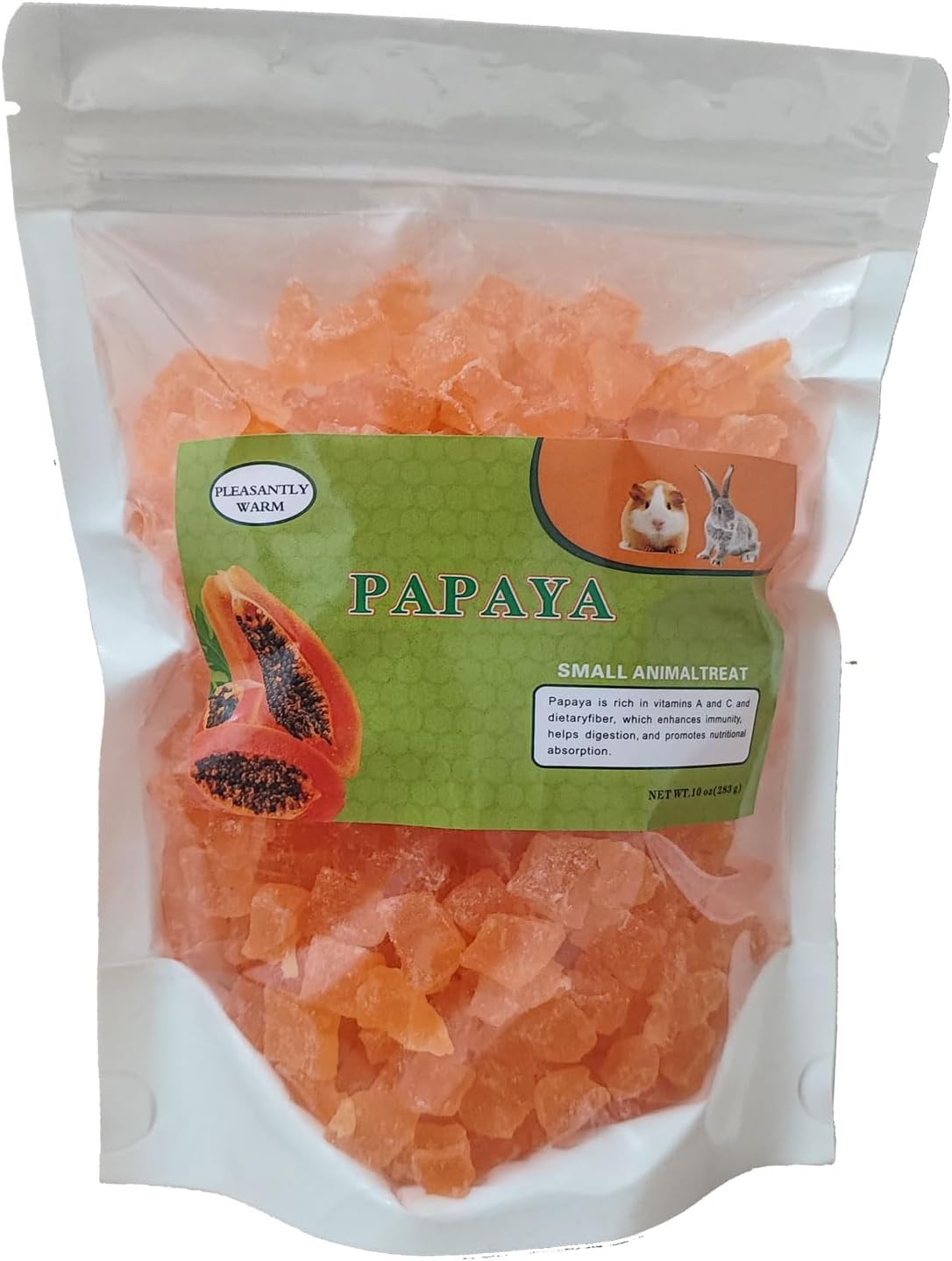 Chinchilla Food, Papaya Grains Small Animal Treats - 10 oz, Suitable for Rabbit Treats, Sugar Glider Food, Herbivores