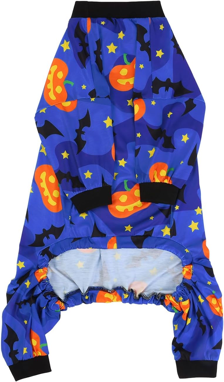 HDE Dog Pajamas One Piece Jumpsuit Lightweight Dog PJs Shirt for M-3XL Dogs Starry Pumpkins - 3XL