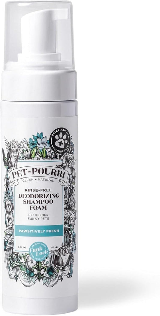 Poo-Pourri Rinse-Free Deodorizing Dry Shampoo for Dogs & Cats – Moisturizing Skin & Coat Soothing Formula - Plant Based Ingredients – Pineapple, Jasmine & Pear – No Rinse Foam Shampoo for Pet Odor