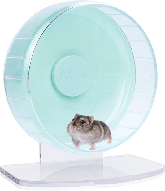 Niteangel Super-Silent Hamster Exercise Wheels: - Quiet Spinner Hamster Running Wheels with Adjustable Stand for Hamsters Gerbils Mice Or Other Small Animals (S, Mint Green)