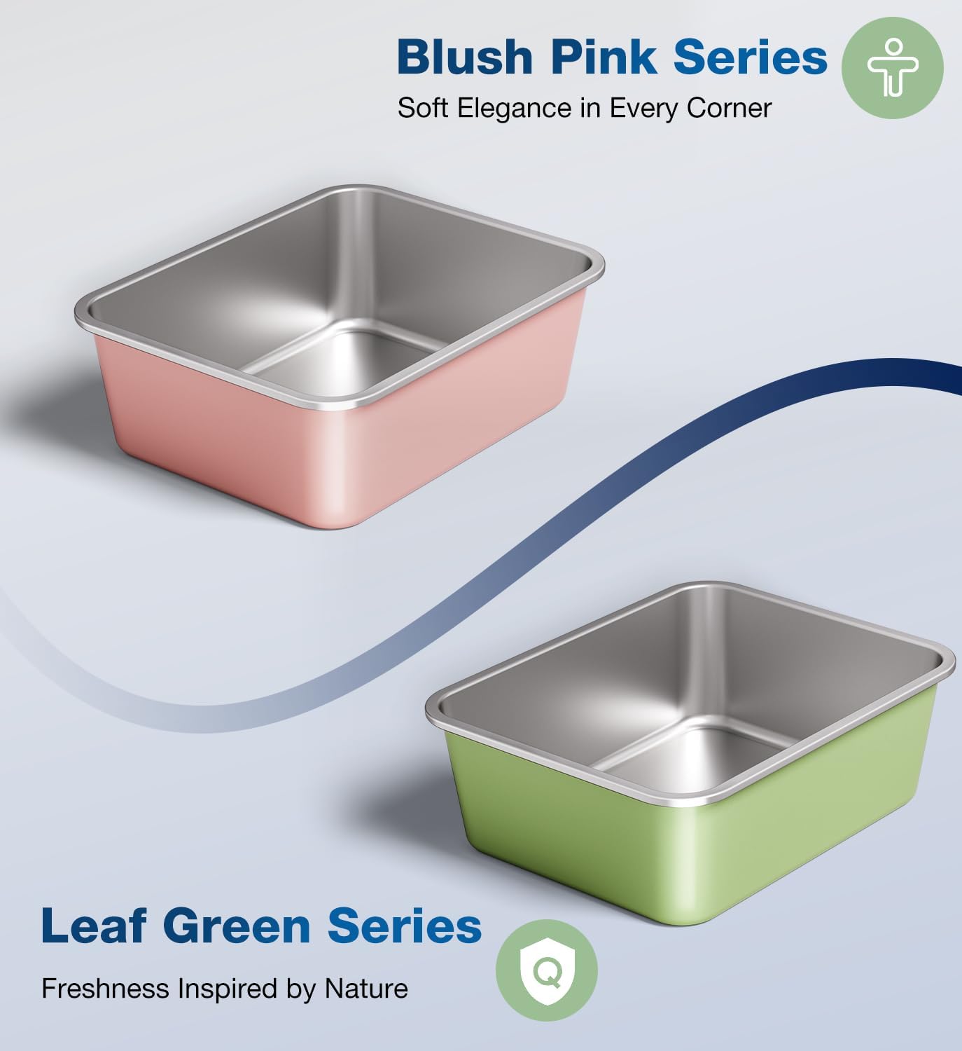 Stainless Steel Litter Box, Large Metal Cat Litter Box with High Sided for Big and Small Cats, Non-Stick, Easy to Clean, Odor-Free, 23.4" L×15.6" W×5.9" H, Blush Pink