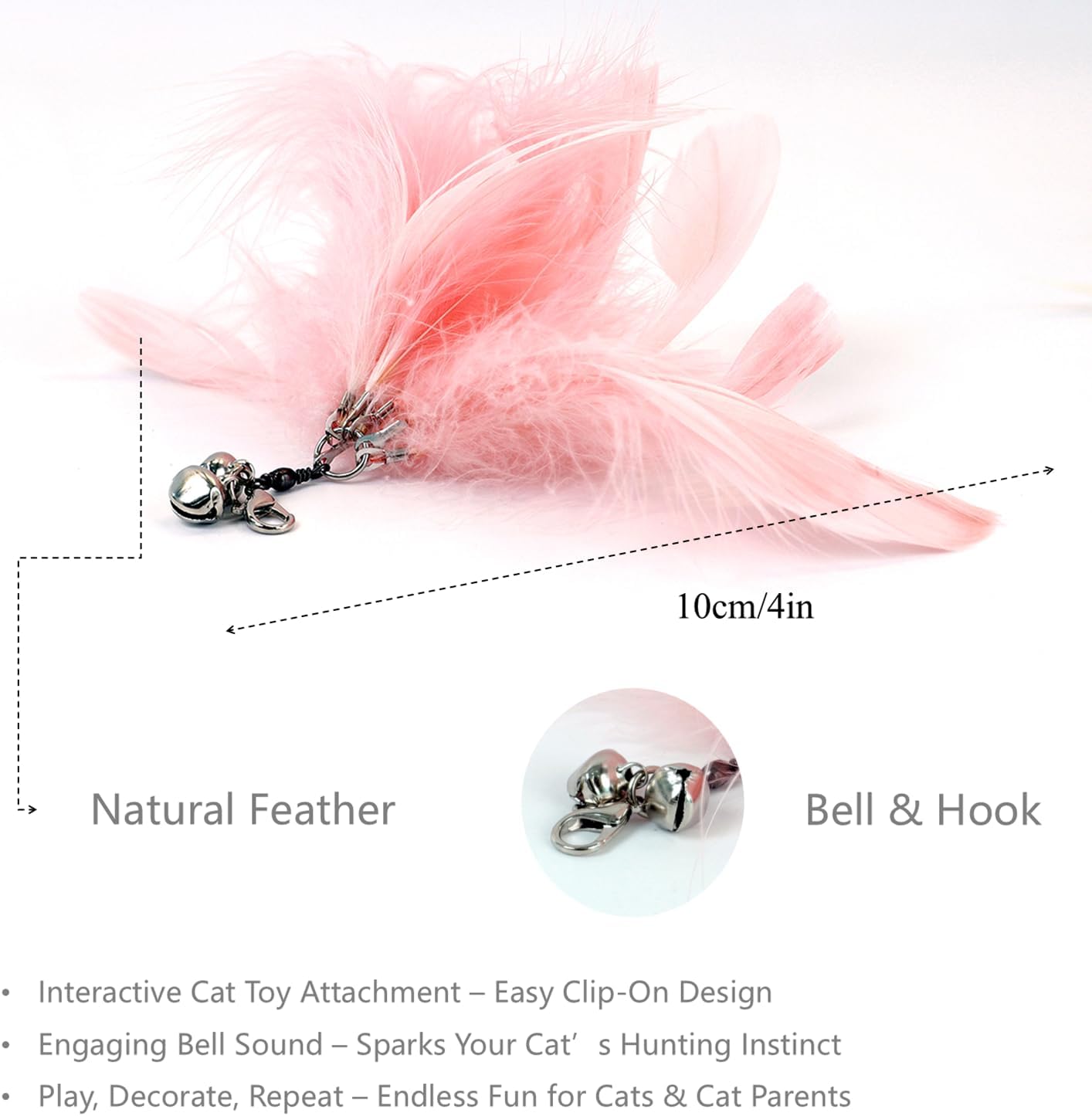 12PCS Interactive Cat Feather Wand Toy Set – 11 Bird & Feather Teaser Refills with Bells + Flexible Suction Cup Wand – Realistic Bird Design, Natural Materials, Indoor Cat Toys for Exercise & Play