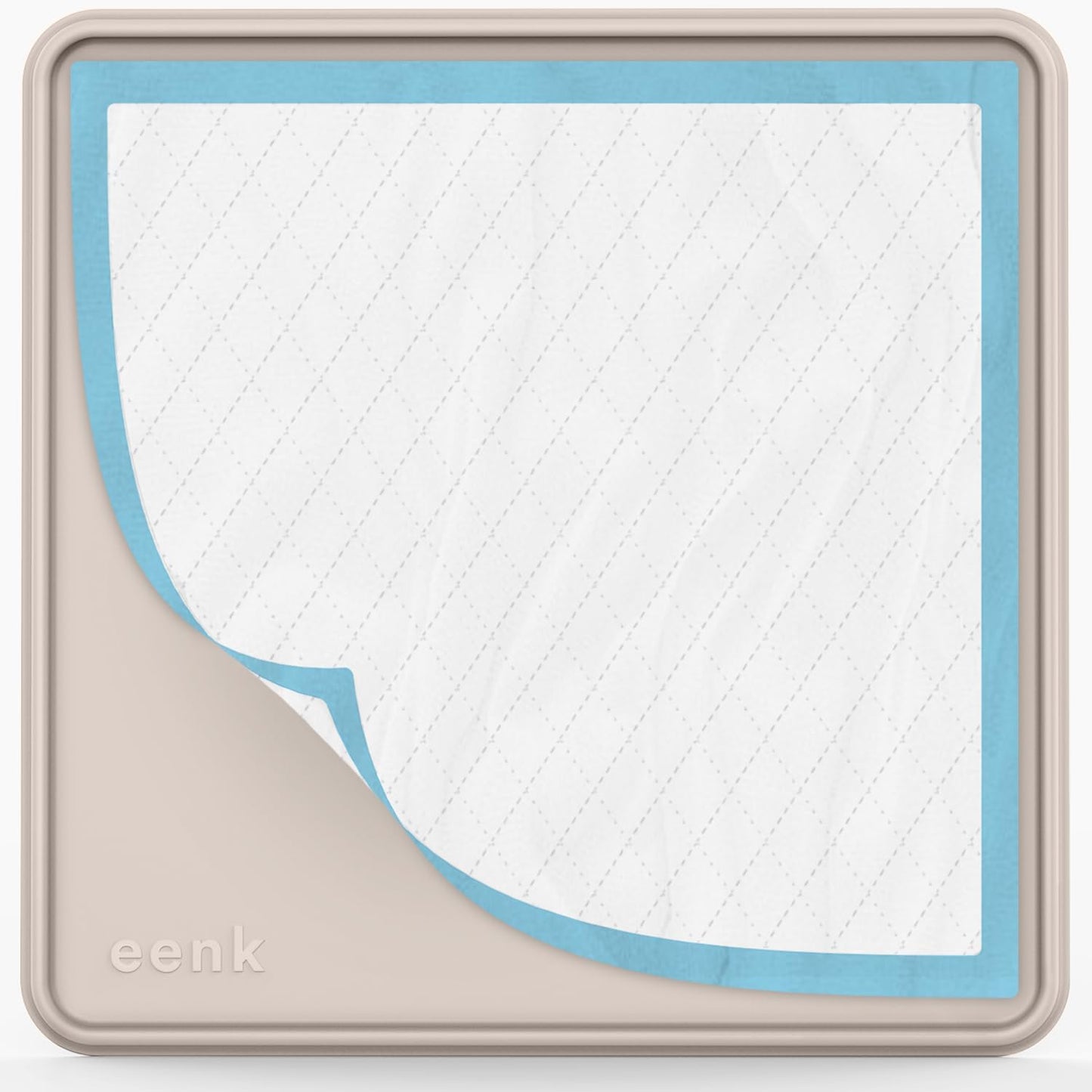 Pee Pad Tray Holder for Dogs - Fits Up to 22 x 22 in. Square Potty Training Pads No Spill Raised Lip High Edge Silicone Mat, Extra Thick and Non-Slip for Indoor Floor Protection (Small, Beige) | eenk