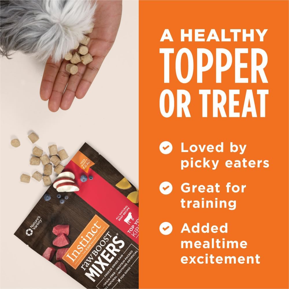 Instinct Raw Boost Mixers, Freeze Dried Dog Food Topper, Grain Free Recipe - All Natural Beef, 6 oz. Bag