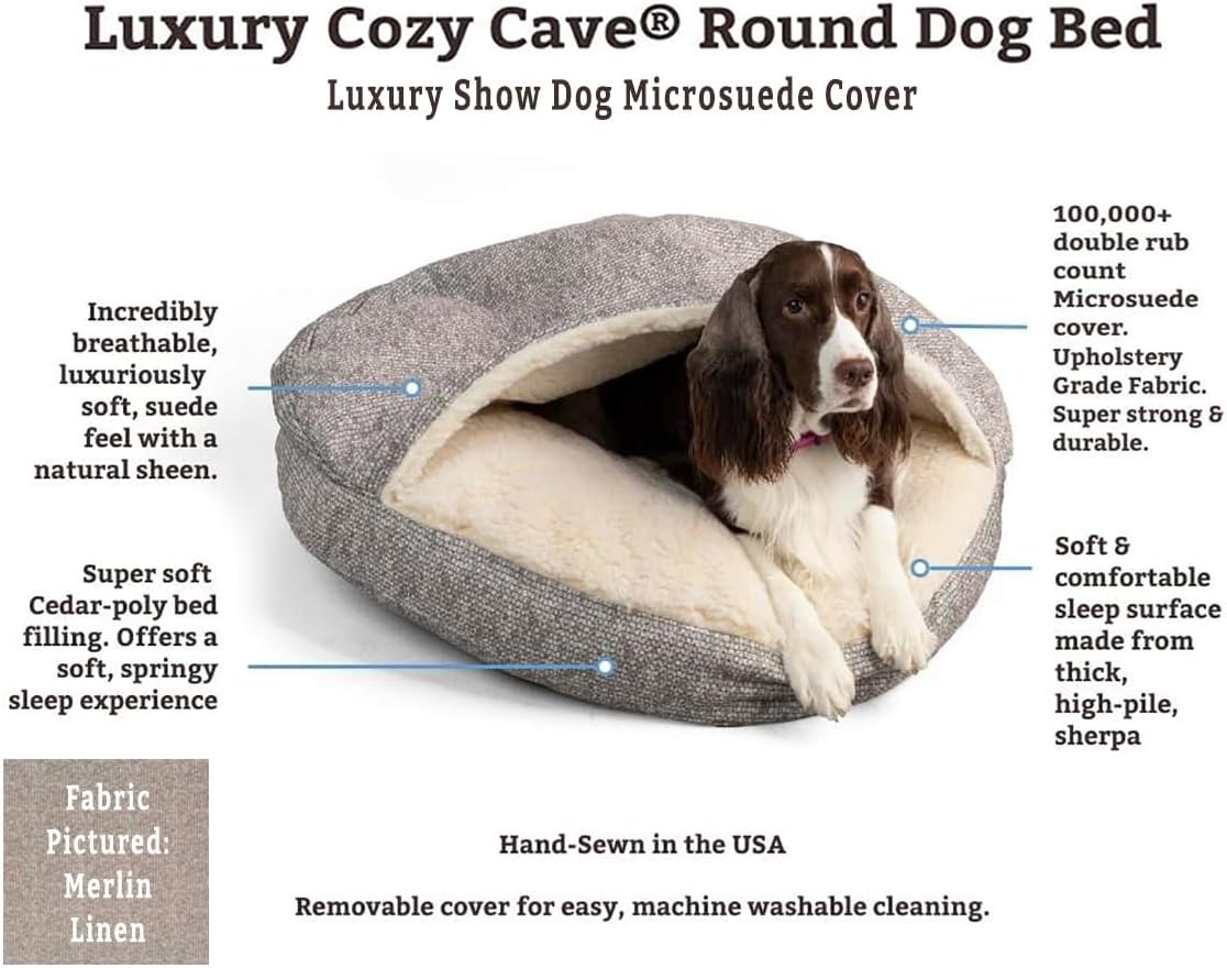 Snoozer Luxury Microsuede Cozy Cave Pet Bed, Show Dog Collection, Large, Merlin Pewter