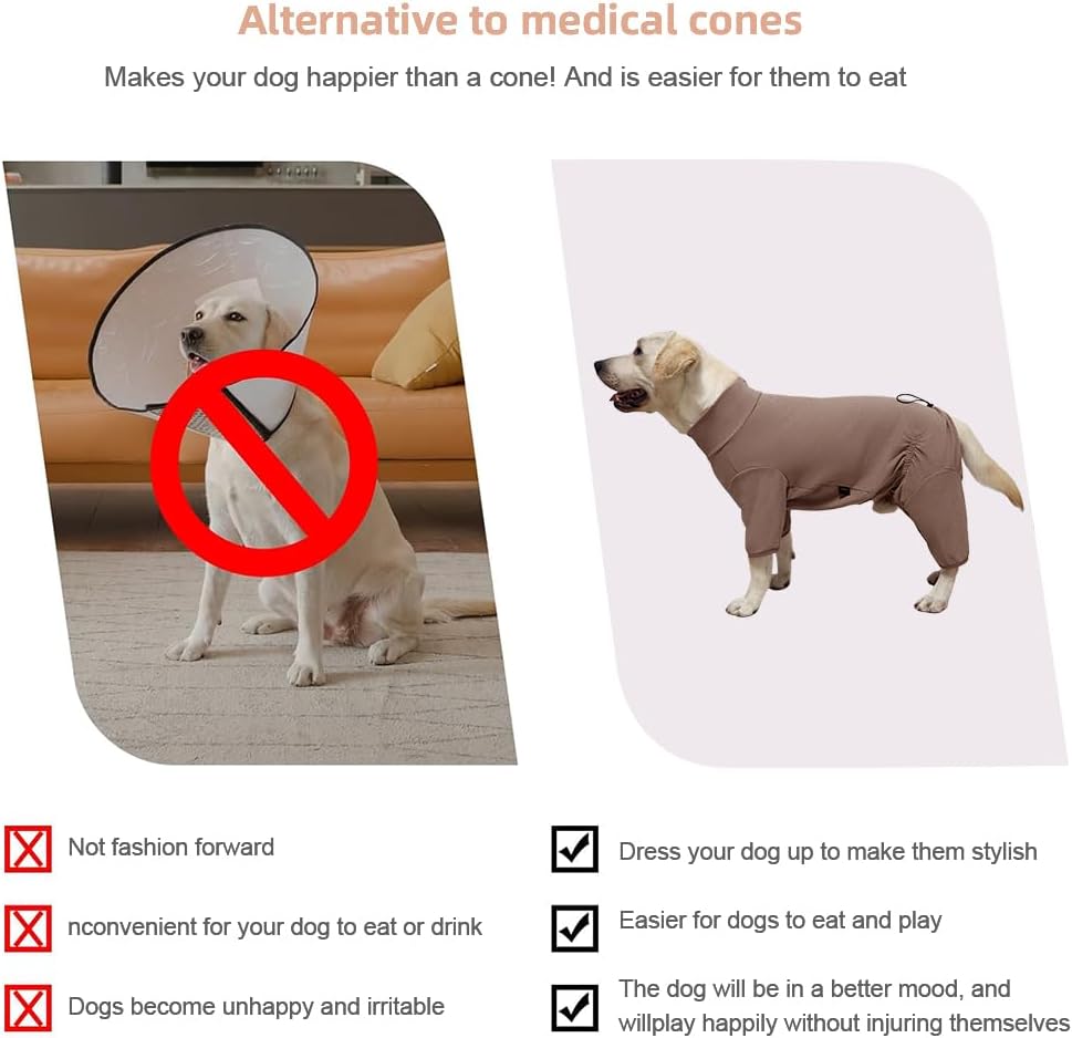 Dog Pyjamas PJS Sweater Clothing and Home Clothing Suitable for Medium to Large Breeds of Dogs, Dog Neutering Suits, Extra-Large Stretch Fabric, Four-Legged Clothe (Thickened Coffee, 4XL)