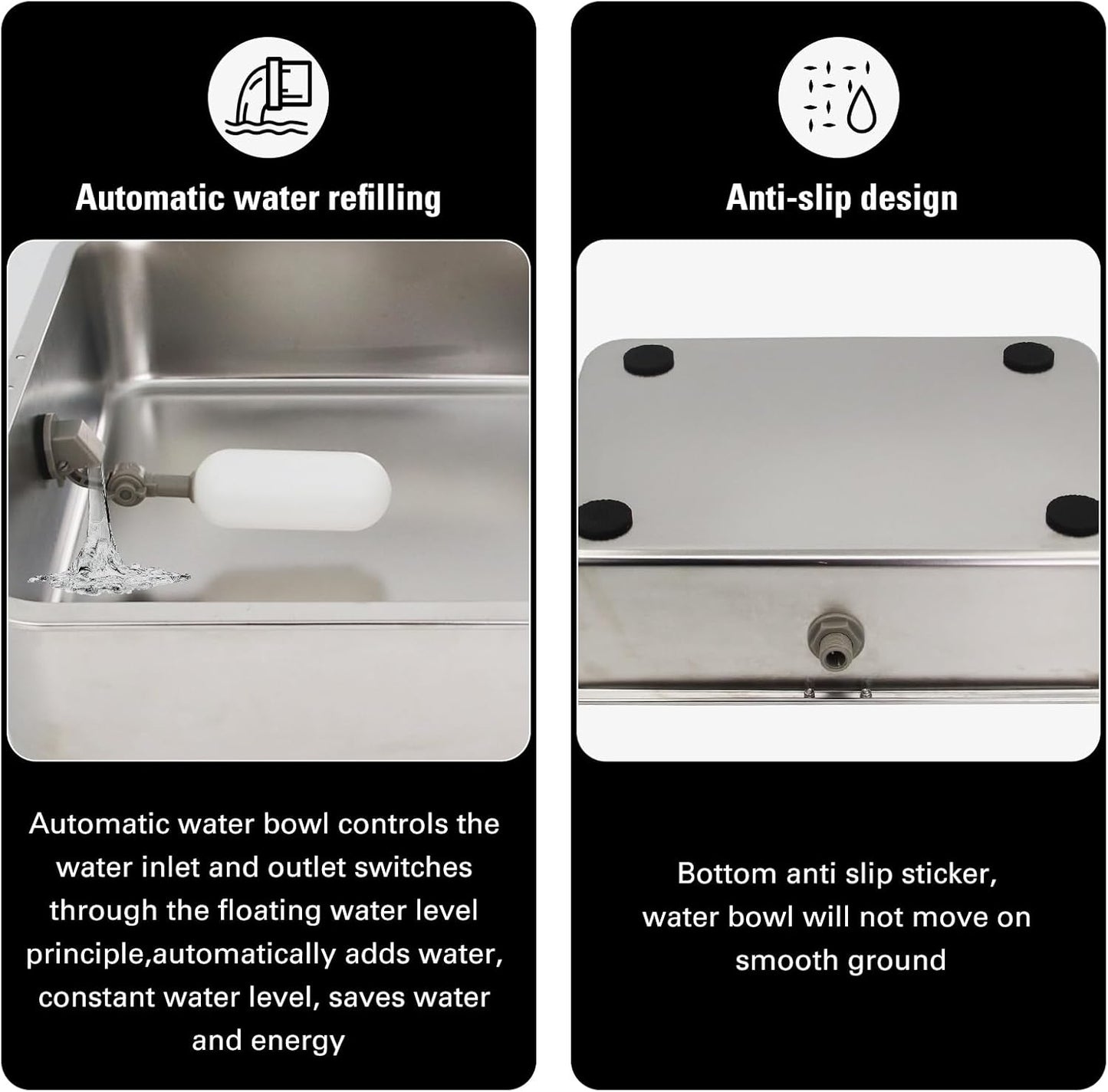 4Gal Automatic Water Bowl Dispenser for Dogs,Pig Waterer,Outdoor Automatic Dog Water Bowl,Stianless Steel Auto Fill Livestock Water Trough with Float Valve for Chicken,Horse,Calf,Dog,Goat
