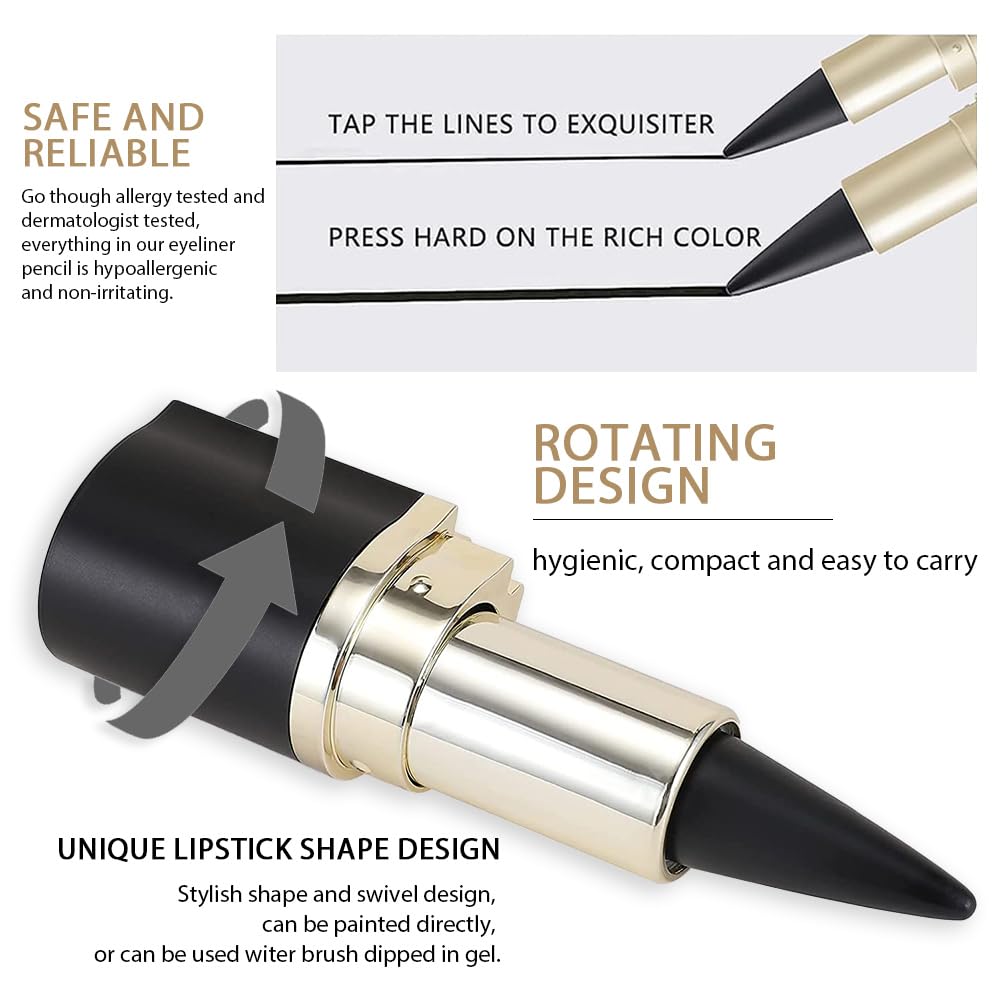 evpct 2Pcs Black Grey Gray Gel Eyeliner Pencil Eye Black Face Paint Stick Makeup Set Waterproof Matte Cream Crayon Eyeliner Pencil Set Cat Eye Liners Eyeshadow Guide delineador de ojos contra el agua