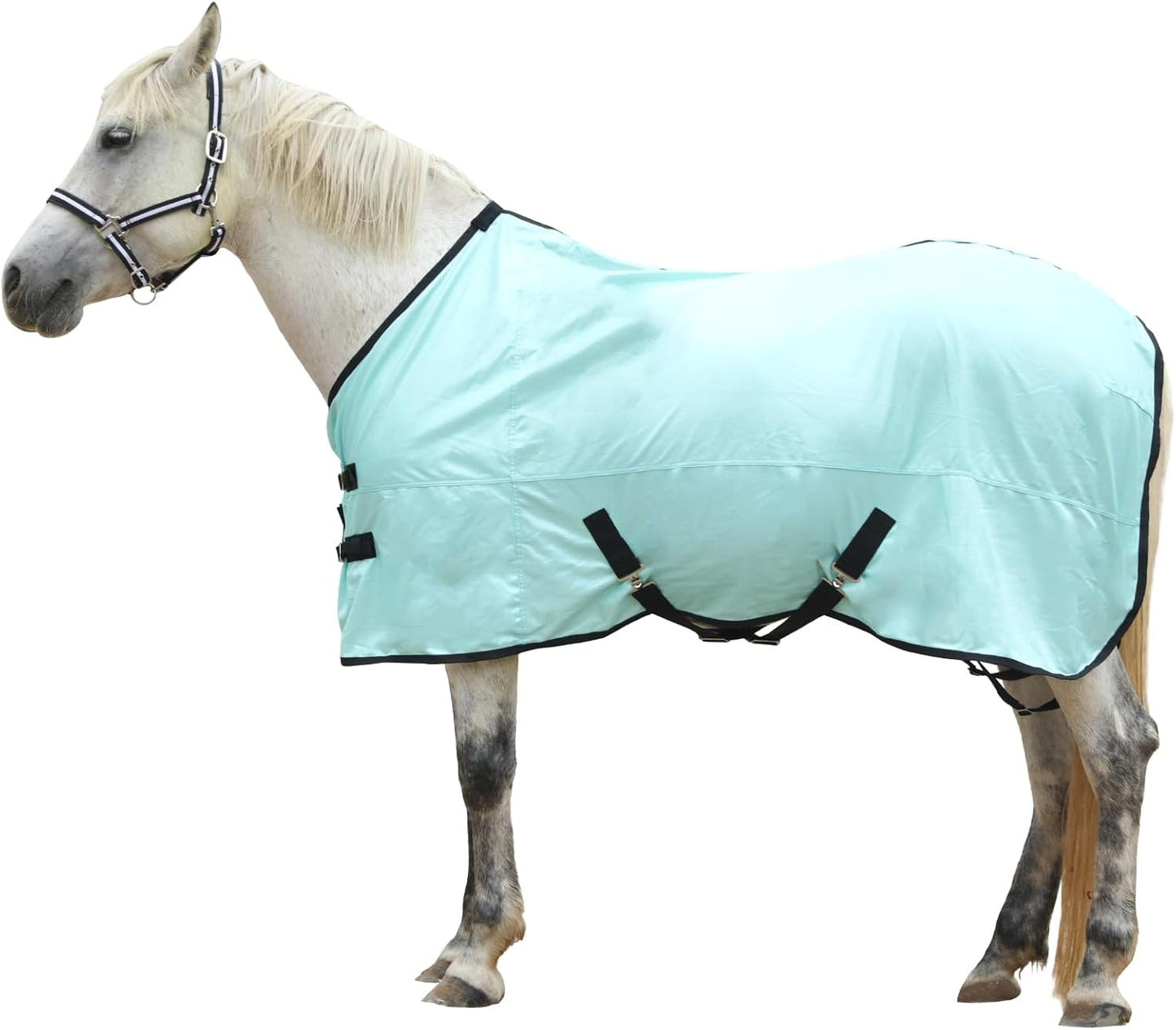 Horse Fly Sheet, Standard Neck Comfy Mesh Fly Sheet for Horses, Equine Summer Sheets UV-Protective Green 75