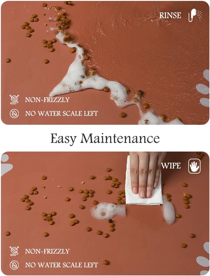 Pet Feeding Mat-Absorbent Dog Mat for Food and Water Bowl-No Stains Quick Dry Dog Water Dispenser Mat（Orange,12"x19"