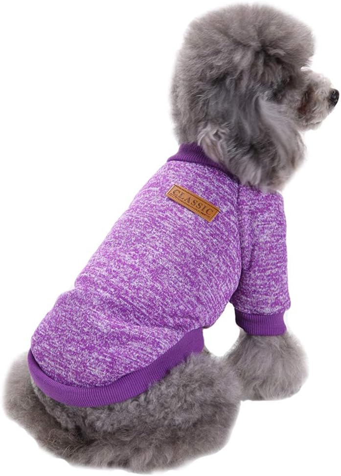 Jecikelon Dog Clothes Dogs Sweater Soft Puppies Clothing Winter Puppy Sweaters Warm Outfit for Dogs Small XXS XS Cat Apparel (Purple, XS)