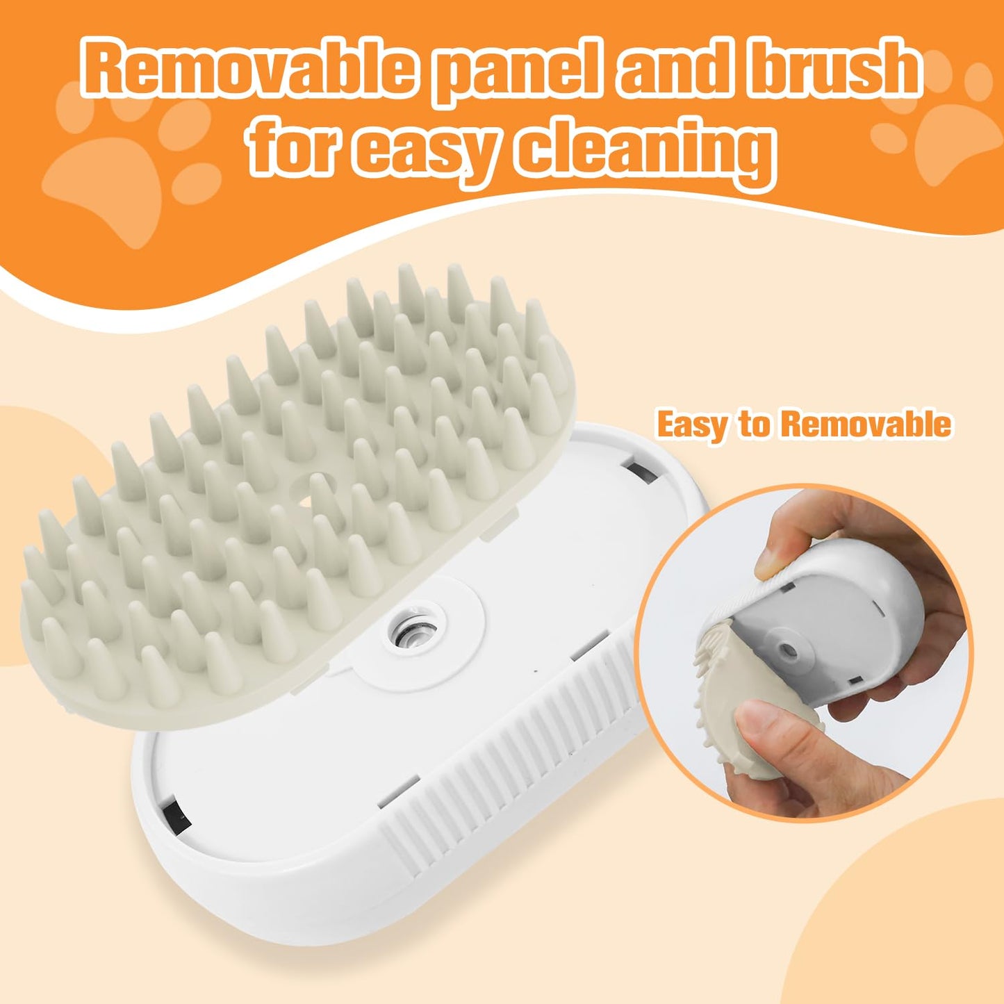 Cat Steam Brush,Rechargeable Pet Steam Brush for Cats Dogs,Silicone Dog Brushes for Short&Long Haired Dogs,3 In 1 Pet Hair Remover Tool for Massage Grooming,Cleaning,Shedding White