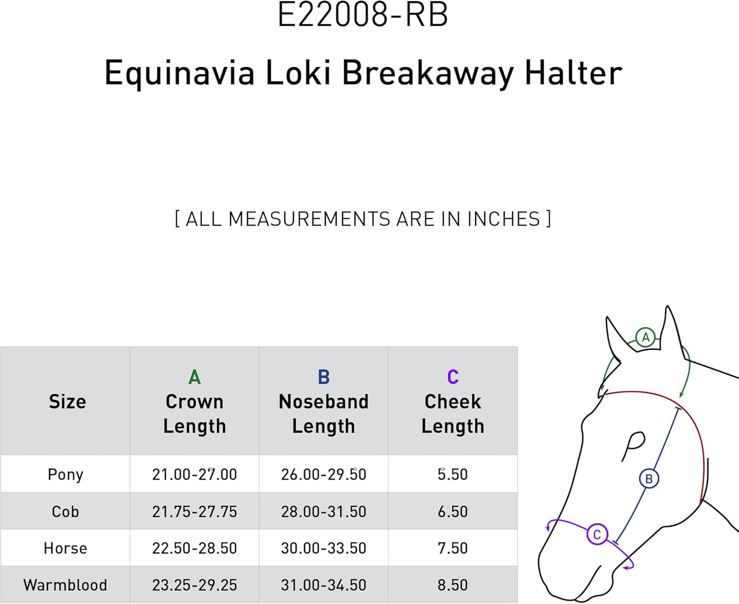 Equinavia Loki Adjustable Breakaway Horse Halter - Royal Blue - Cob