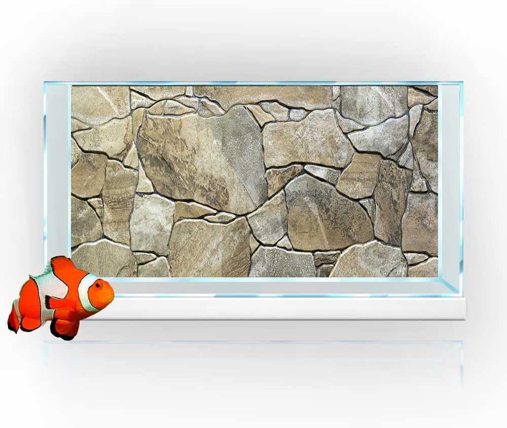 36X24IN Marble Aquarium Background, Art Marble Aquarium Background, Natural Marble Glass Terrarium Background with 8 EVA Double-Sided Tape