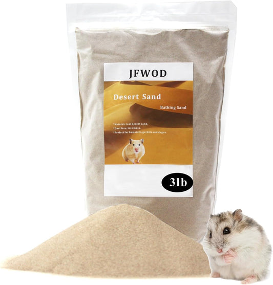 Hamster Bath Sand, 3lb Dust Free Desert Sand or Potty Litter Sand for Hamster Chinchillas Gerbil Syrian Mice Small Animals(Beige)