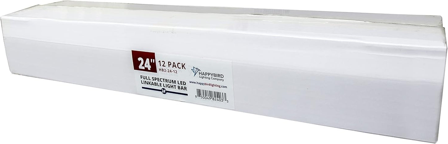 HappyBird Lightning (A Divison of M&M Cage) 24" LED linkable Light bar Without Power Source for Multiple Bird Breeder Cages, Full Spectrum LED. Will NOT Run ON ITS OWN (12 Pack)