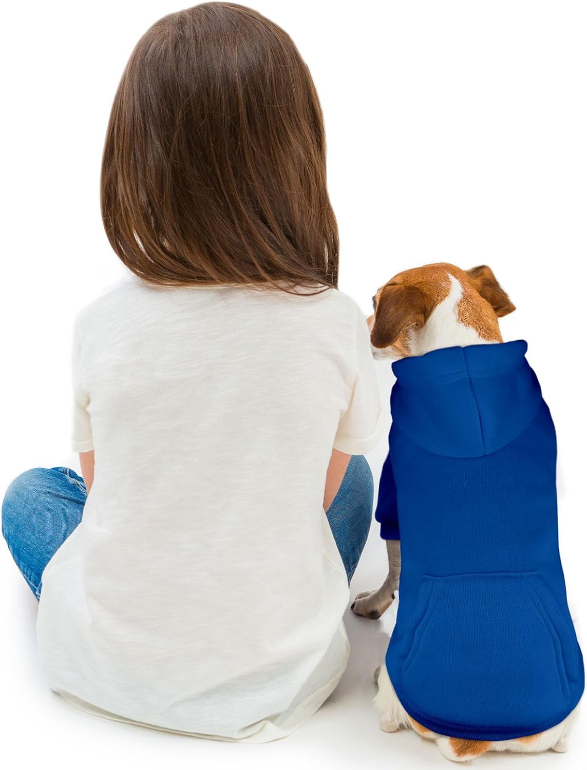 Dog Sweaters for Small Dogs Dog Hoodie Pet Sweater Solid Soft Brushed Fleece Pet Clothes Hoodie Sweatshirt with Pocket(Blue-S)