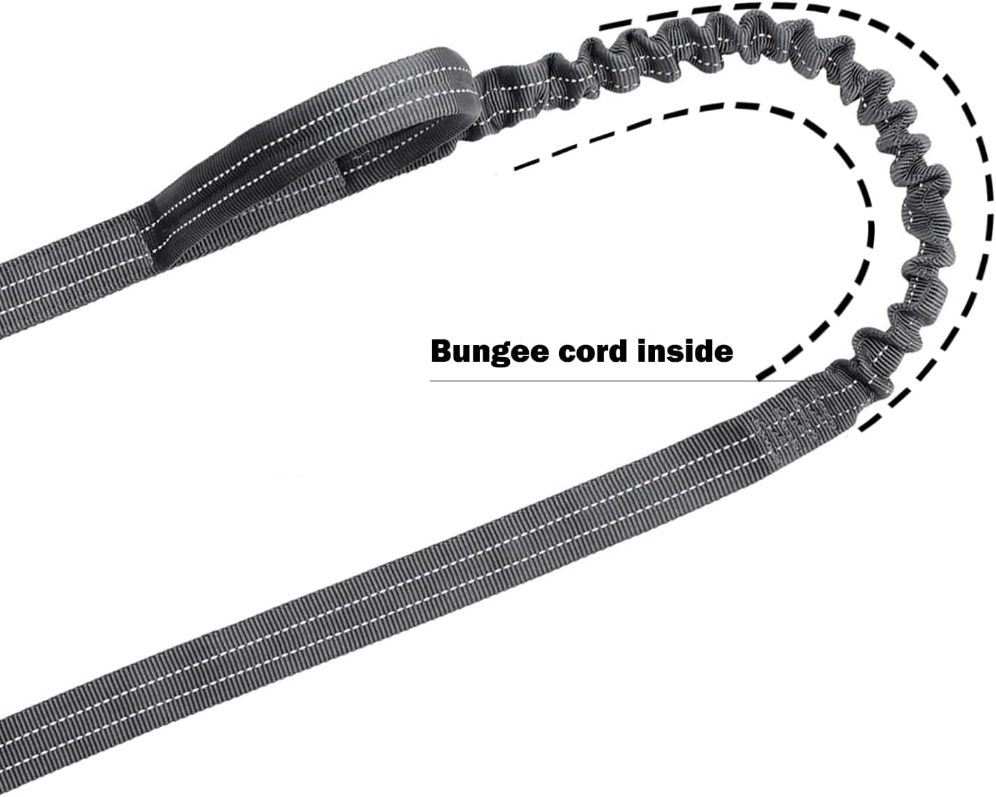 ICEFANG Tactical Dog Leash,K9 Training Walking Bungee Lead with 2 Control Handle,Heavy Duty Quick Release Metal Clasp,for Medium Large Breed (Reflective Grey, 6 FT)
