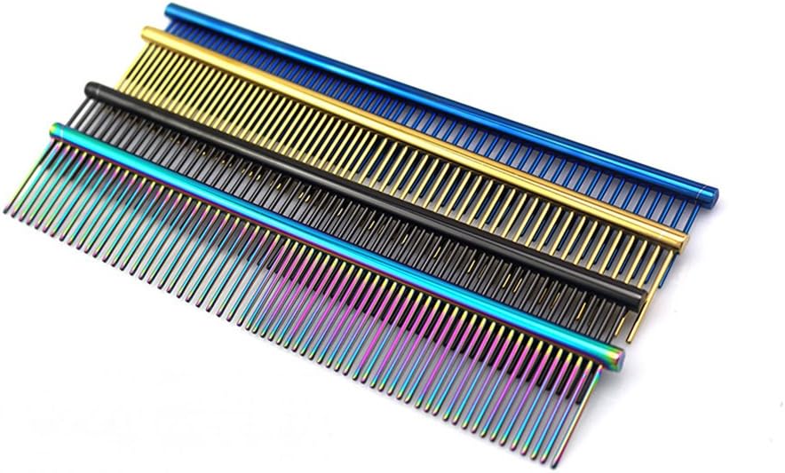 ZoCr Stainless Steel Pet Comb for Dogs Cats, Pet Grooming Comb with Different Spaced Rounded Teeth (Silvery)