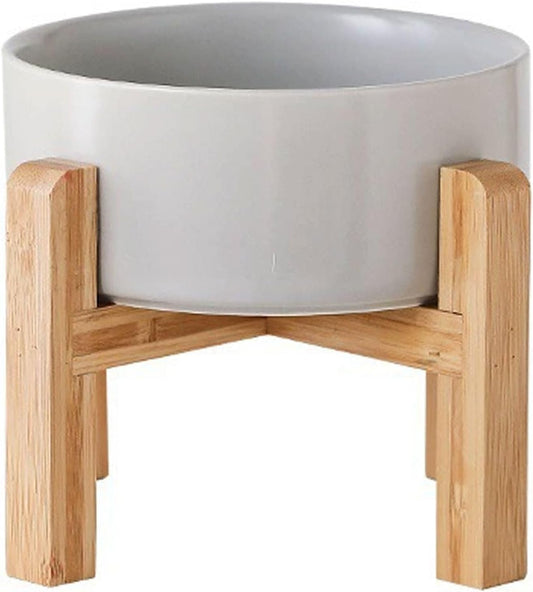 Petygooing Grey Elevated/Raised Ceramic Dog Bowl for Medium and Large Breeds, Dog Food Water Dish with Stand,Pet Feeding Bowl with Anti Slip Rubber Large Dogs(1800ml 7.6 Cups)