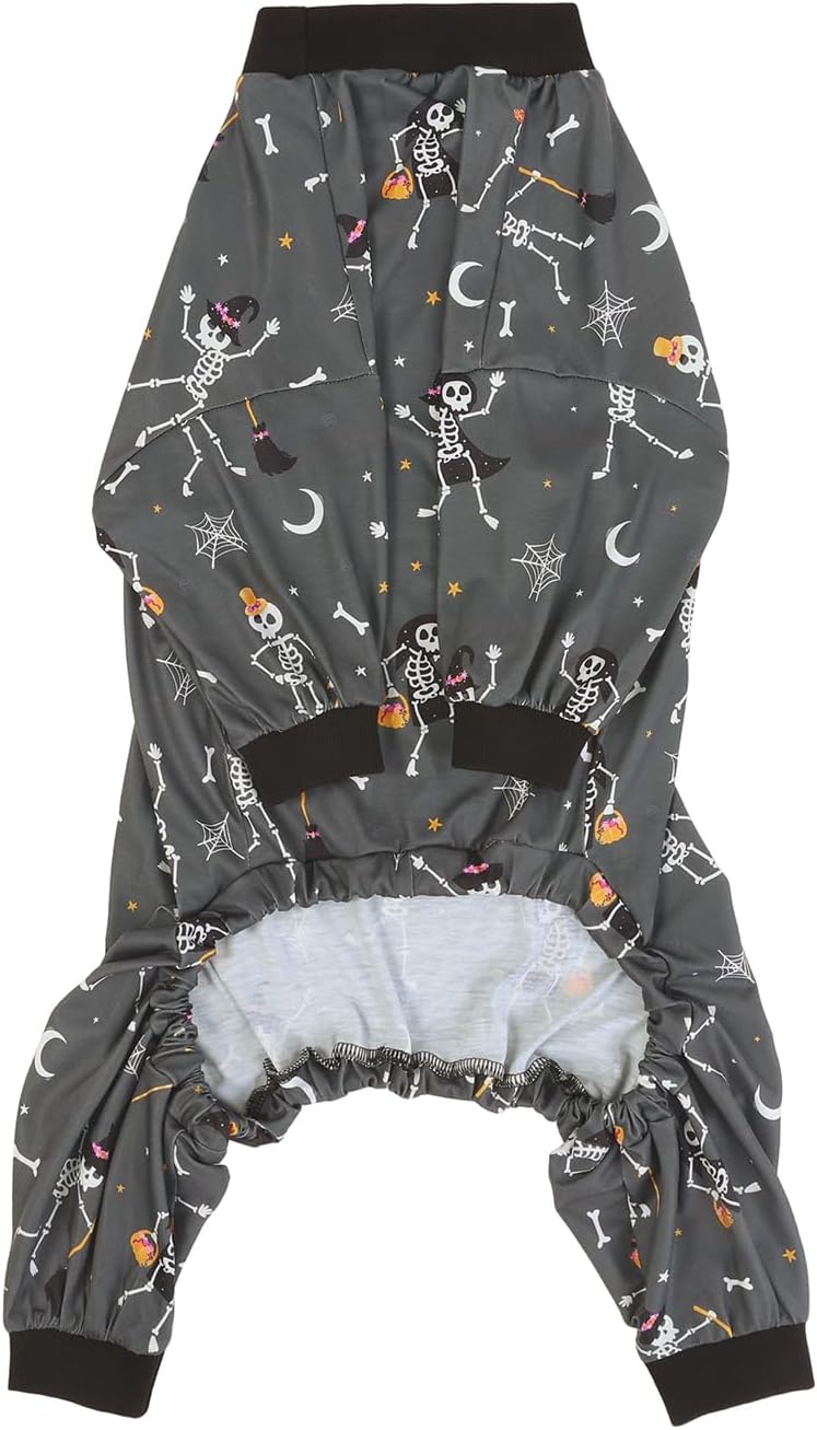 HDE Dog Pajamas One Piece Jumpsuit Lightweight Dog PJs Shirt for M-3XL Dogs Skeleton Bones - S