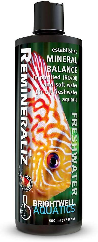 Brightwell Aquatics Remineraliz - Adds Minerals to Distilled, Deionized, or Reverse Osmosis Water for Freshwater Aquarium Use 500-ml