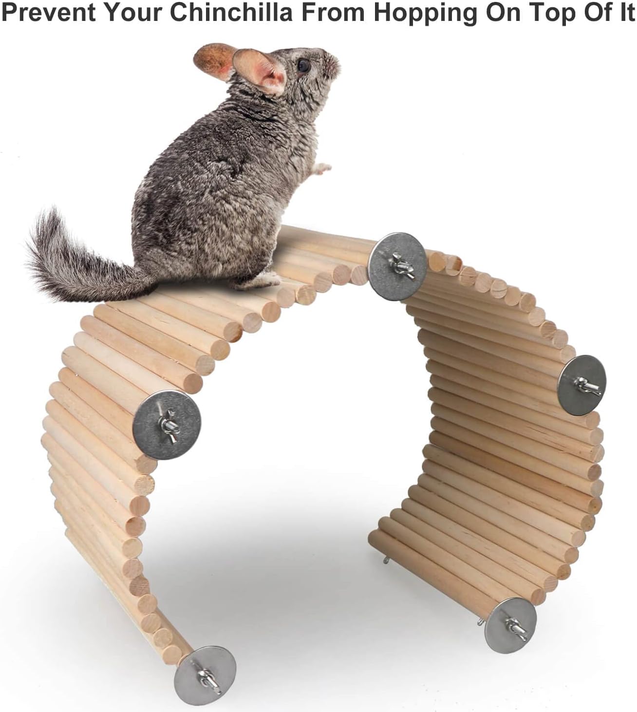 YKD Chinchilla Natural Birch Wood Flexible Platform Toy, Chinchilla Running Wheel Fence, Small Animal Climbing Toys for Guinea Pig Rabbit Hamsters Gerbils Rat and Other Small Animals