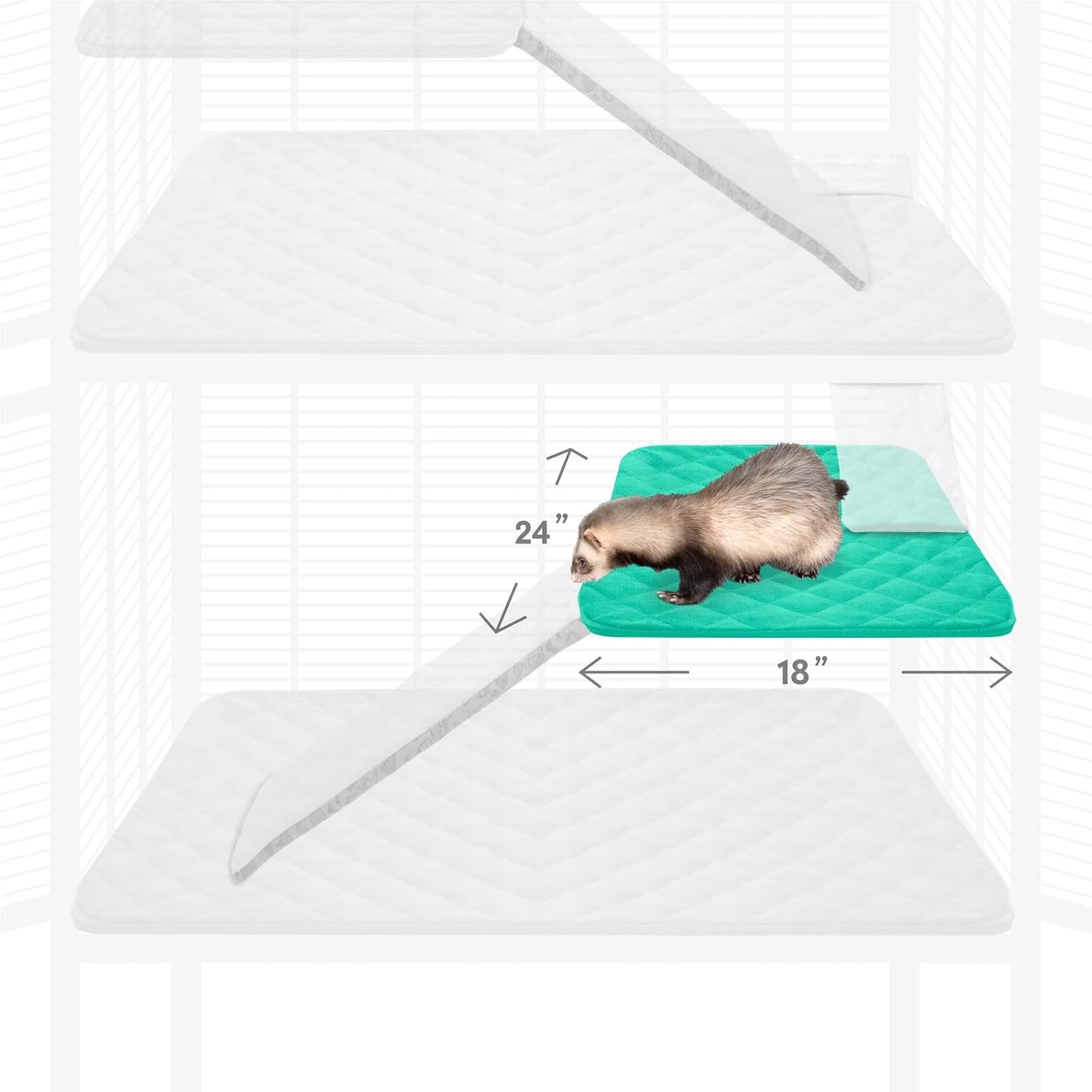 Paw Inspired Fitted Fleece Liner for Ferret Nation, Critter Nation Cage for Ferrets, Rats, Chinchillas, Hedgehogs & Other Small Animals (Green, Shelf Liner)