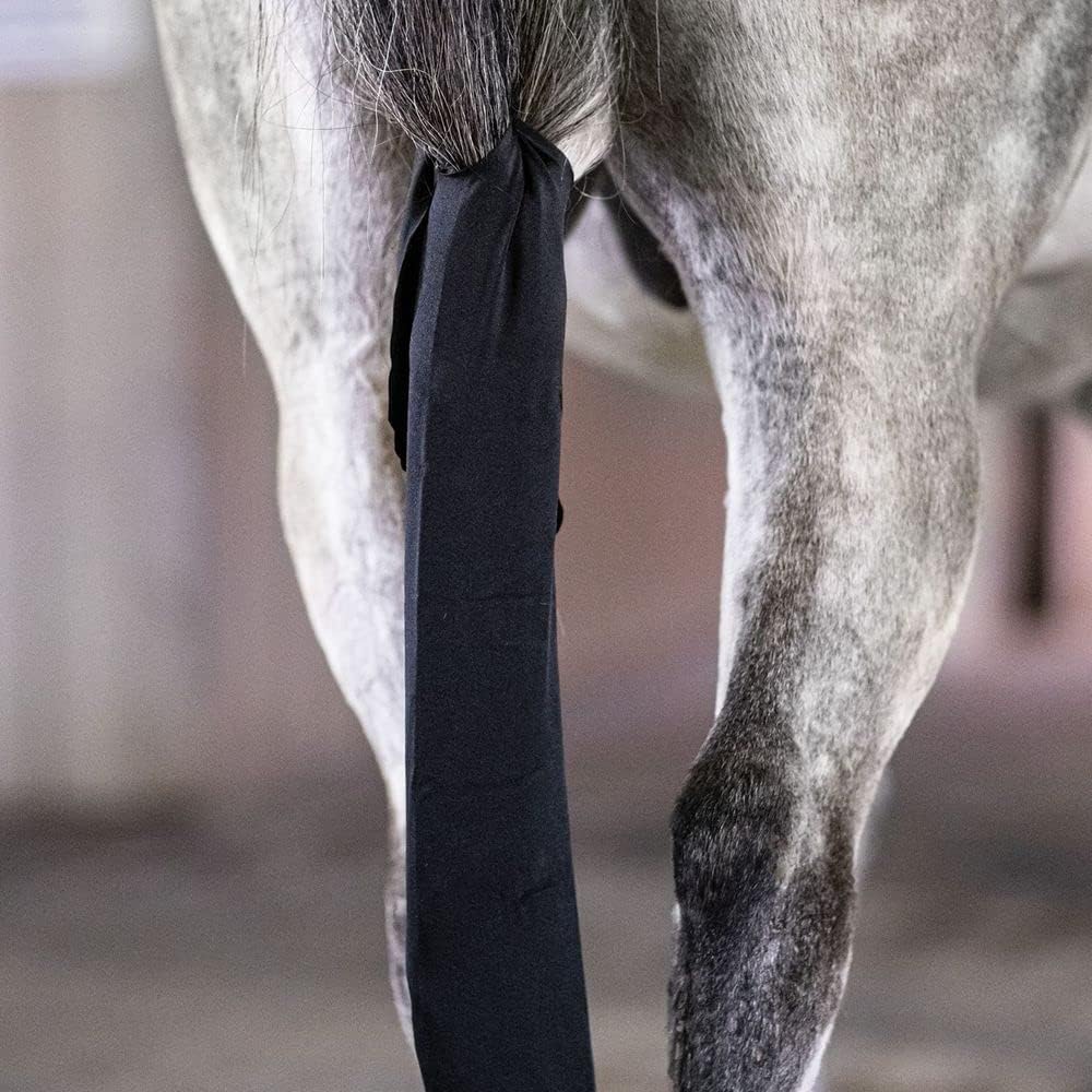 UltraFlex Tail Bag with Fringe | Color Black | Protects Horse Tails | Natural Feel Fringe | UV Protection | Easy to Clean | Stable Essential