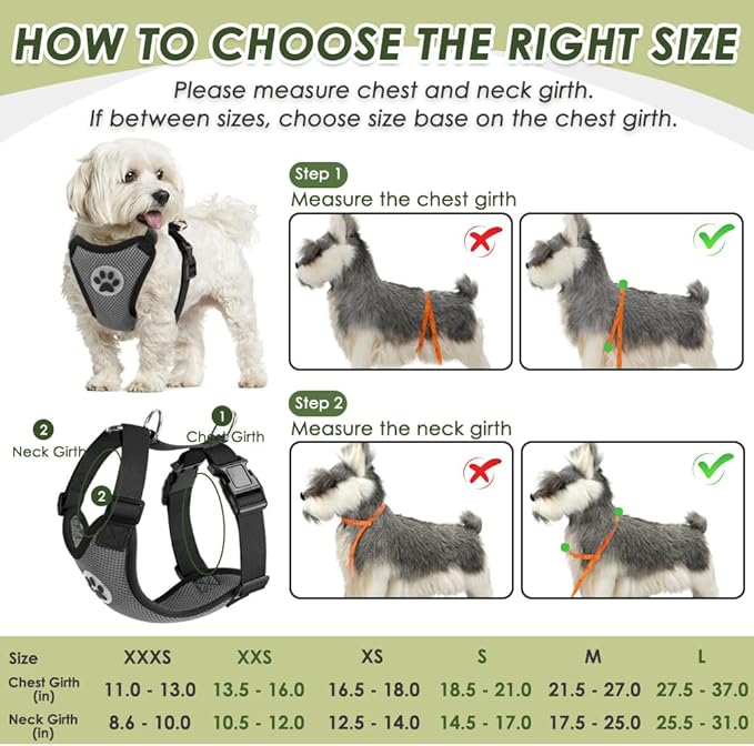 SlowTon Dog Seat Belt Harness for Car, Dog Car Harness Adjustable Mesh Breathable & Dog Seatbelt Safety Tether with Elastic Bungee for Small Medium Large Pets(Grey, Double Clip, XS)