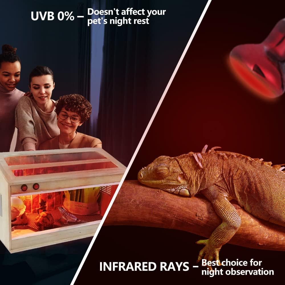 LUCKY HERP 75W Reptile Heat Lamp Bulbs 2 Pack, Reptiles & Amphibians Infrared Basking Spot Lamp, Heat Light Bulb for Turtle, Bearded Dragon, Lizard