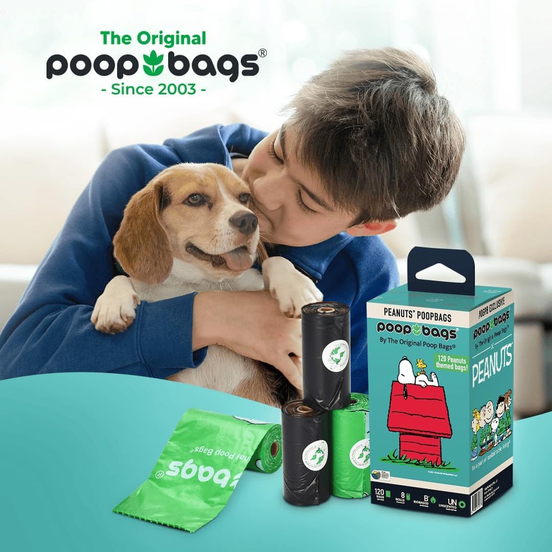 The Original Poop Bags® Peanuts Dog Waste Bags – 38% Plant Based, Leak-Proof & Durable, Large Dog Poop Bags for Dispensers, Unscented (960 Count)