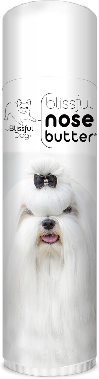 The Blissful Dog Maltese Nose Butter for Dry, Cracked Skin, Lick-Safe Dog Nose Balm with Moisturizing Shea Butter, Almond, Olive, and Essential Oils, Pet Supplies, Uncented, 0.50 oz.
