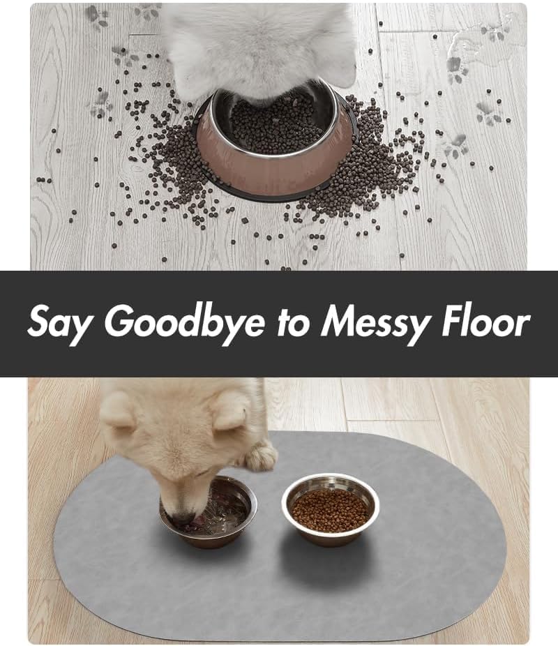 Absorbent Food Mat for Dogs - Quick Dry, No Stains, Prevents Mess from Food & Water Bowls