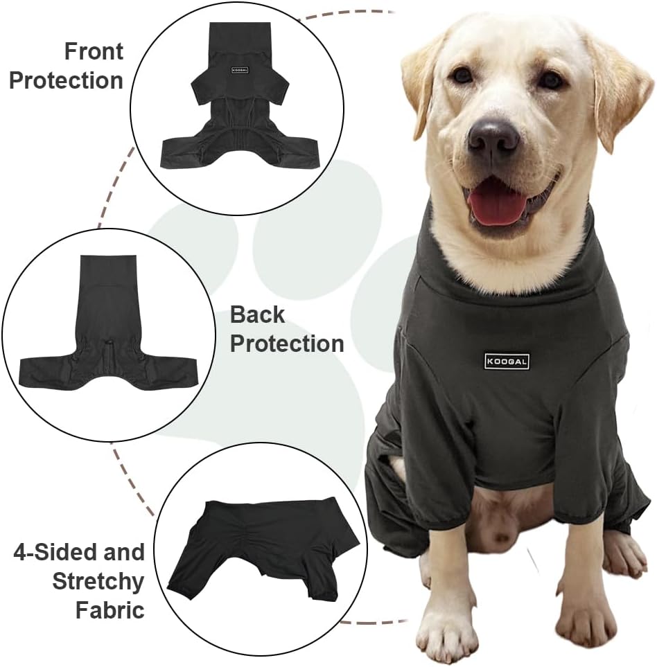 Dog Pyjamas PJS Sweater Clothes and Home Clothing Suitable for Small to Medium Breeds of Dogs, Dog Neutering Suits, Extra-Large Stretch Fabric, Four-Legged Clothes (Thin Dark Gray, XL)