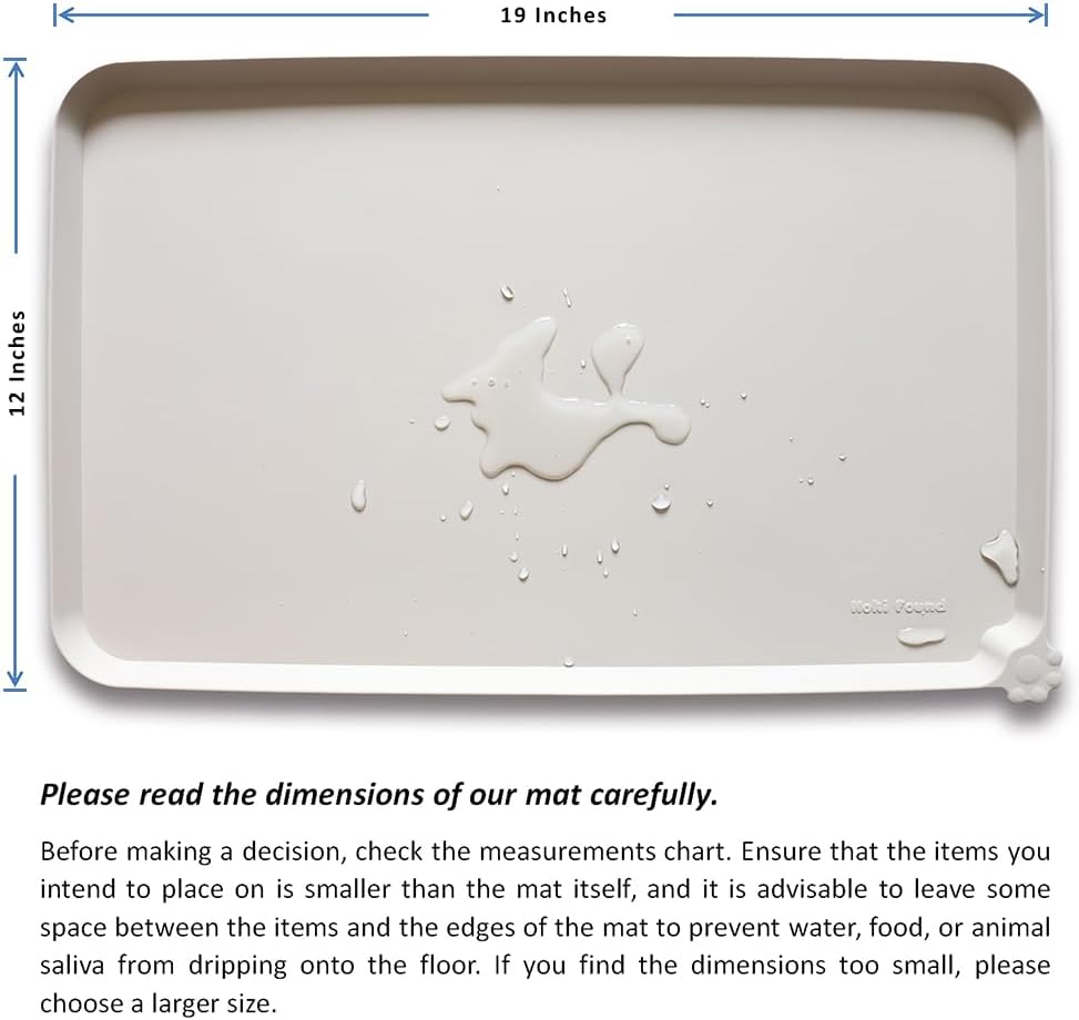 Hoki Found Silicone Pet Food Tray - High-Lips Dog Cat Bowl Mats - Waterproof Dog Cat Food Mats - Colors: Cream Brown