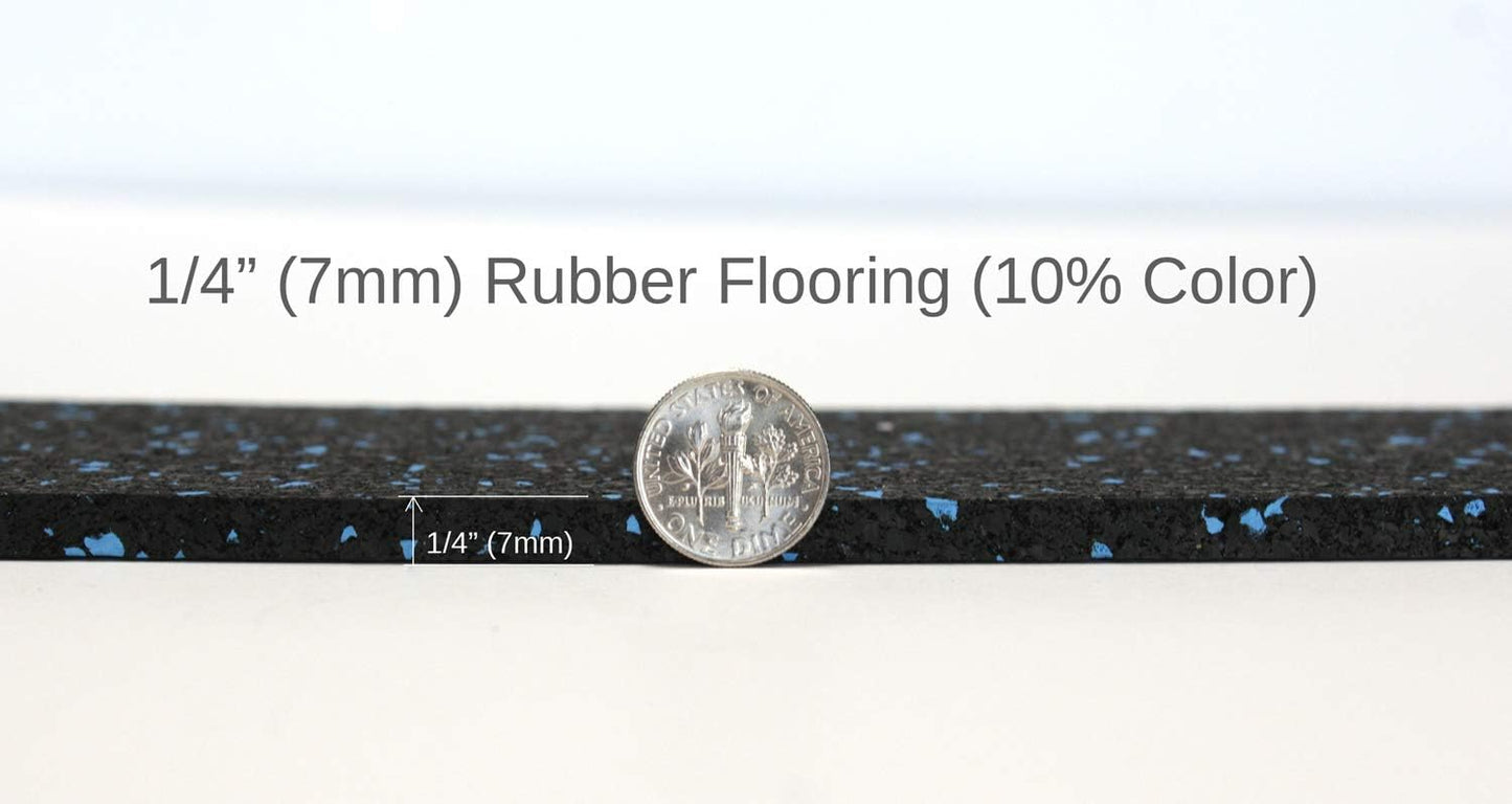 American Floor Mats 1/4in (7mm) Thick 10% Mocha 4' x 16' Heavy Duty Rubber Rolls, Protective Exercise Mats, Home Gym Rubber Flooring