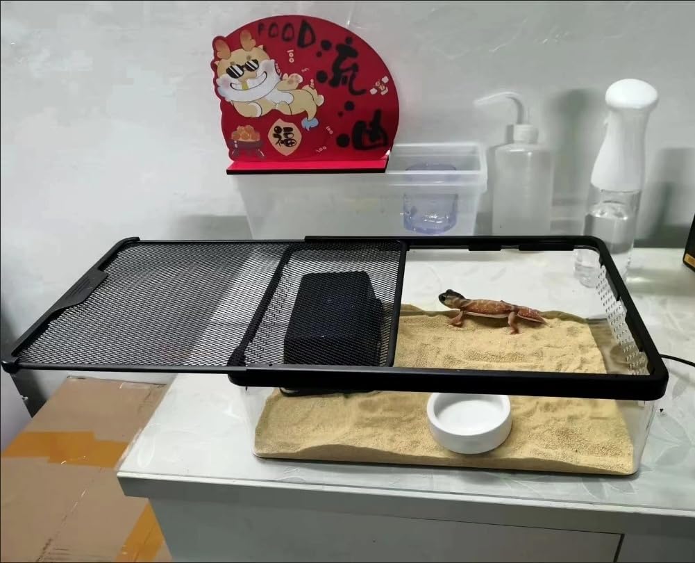 Reptile Feeding Box Snake cage Clear Terrarium for Snake Geckos Frog Lizards Chameleons Serpents Snake Scorpion Snail Insect Hermit Crab Isopods Reptiles Enclosure (12.6x8.6x3.9inch)