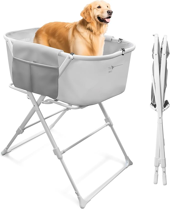 Portable Dog Bathtub, Elevatable Dog Washing Station for Bathing Shower and Grooming, Collapsible Dog Bath Tub for Small/Medium/Large Dogs, Cats & Other Pet (Medium Dogs Bathtub)