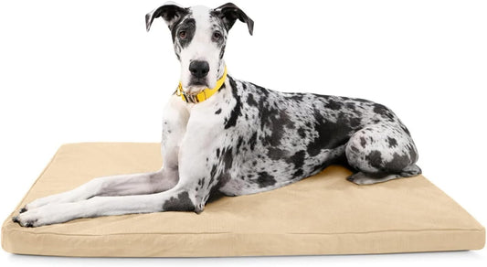 K9 Ballistics Tough Ripstop Orthopedic Dog Crate Bed - Durable Pad with Washable Cover, for Wire Crates, Tie-Downs Included, Size: XX-Large 53"x36", Sandstone