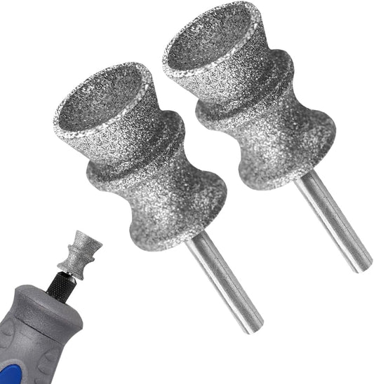 Diamond Dremel Dog Nail Grinder Attachment,1/8'' Pet Nail Grinder Wheel for Dremel Dog Nail Grinder, Diamond Rotory Bit for Dogs&Pets Nail Care,2-Pack（Large V）