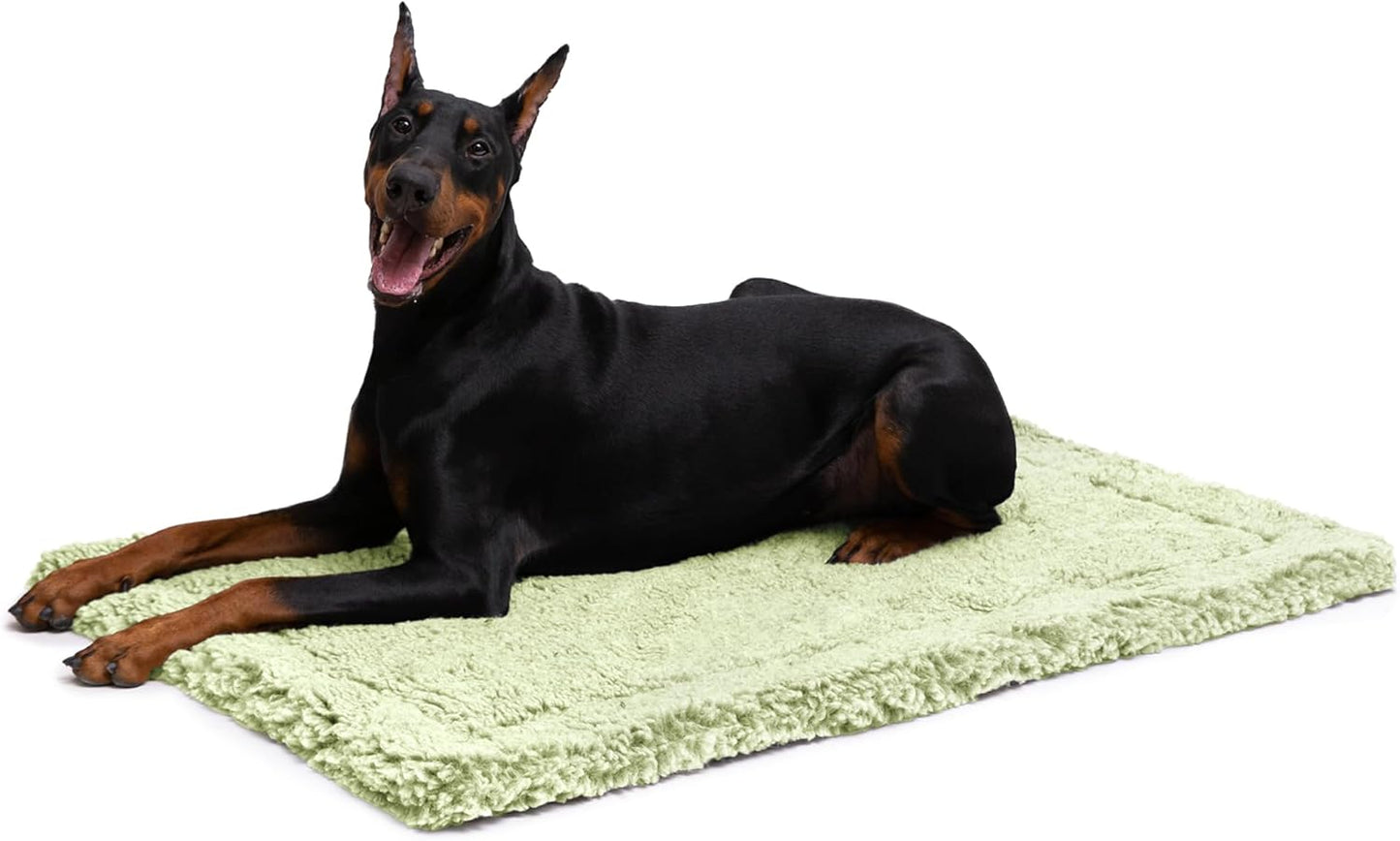 Stoutwool Indestructible Dog Bed - Fluffy Chew Proof Dog Crate Pad - Tough Kennel Pad for Aggressive Chewers - Washable, Ideal for Large Breeds & Fits 42-Inch Crate - 41"x27", Gleam