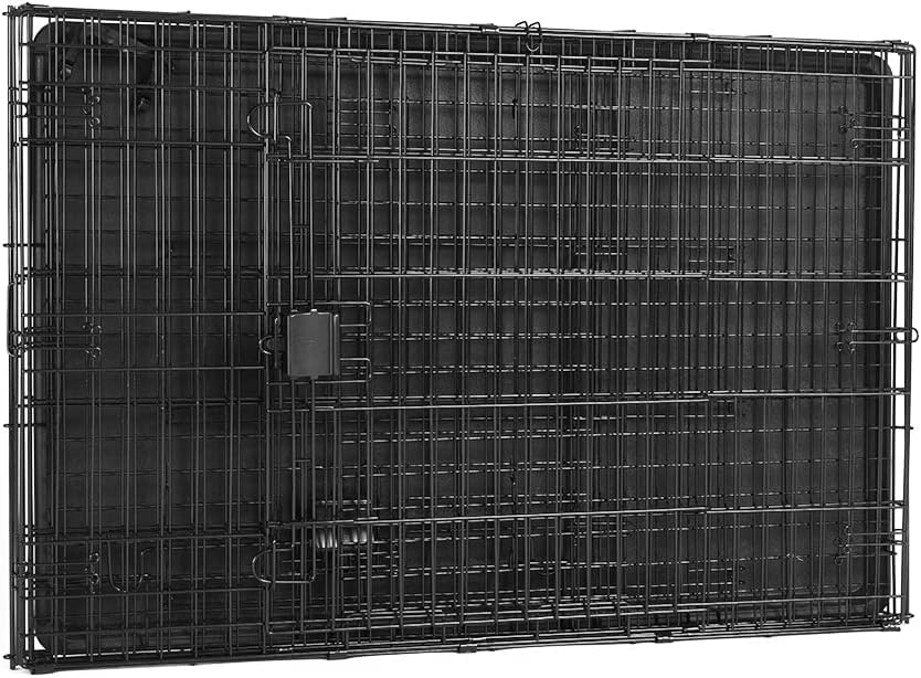 Amazon Basics Durable,Foldable Metal Wire Dog Crate with Tray, Double Door, 42 x 28 x 30 in, Black