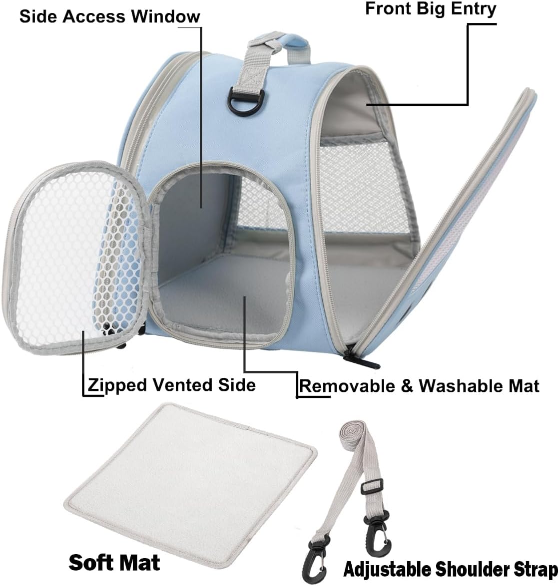 Rabbit Travel Carrier,Lizards Carrier, Small Animal Travel Bag for Bunny Sugar Glider Hedgehog Rat Parrot Bird Guinea Pig, Portable Guinea Pig Travel Cage for 2