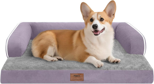 Dog Bed Medium Size Dog-Orthopedic Waterproof Bed for Dogs,Foam Couch Sofa with Washable Removable Cover & Non-Slip Bottom-Purple