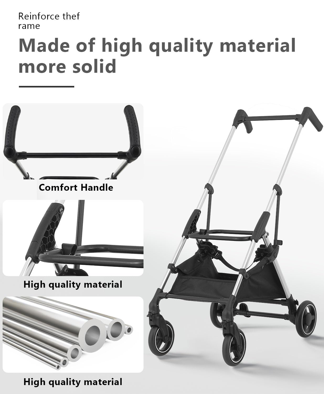 Pet Stroller with 4 Wheels for Small/Medium Pets, 3 in 1 Travel Foldable Detachable Carrier for Dog Cat Cage Jogger Stroller, Rear Wheel Breaks, Storage Basket, Car Seat (Navy Blue)