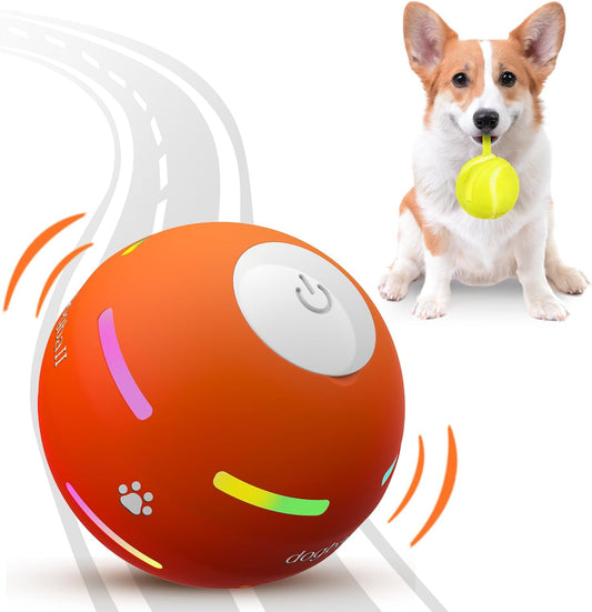 PetDroid Interactive Dog Toys Dog Ball,[2025 Newly Upgraded] Durable Motion Activated Automatic Rolling Ball Toys for/Small/Medium/Large Dogs,USB Rechargeable(Orange)