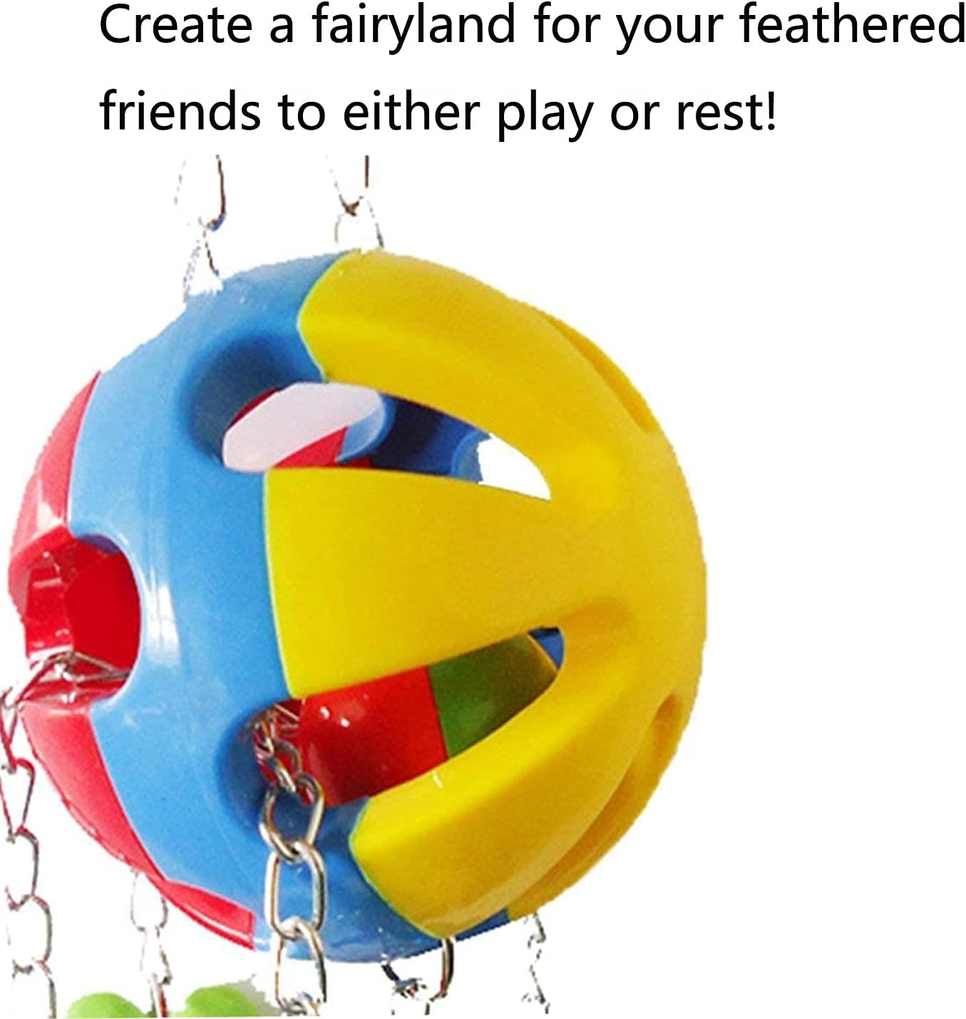 bird String Ball Toy Parrot Pet Cage Toy Chew Bite with Hanging Swing Bell for Small Parakeet African Grey Cockatiel Cockatoo Finch Canary Cage Accessories …