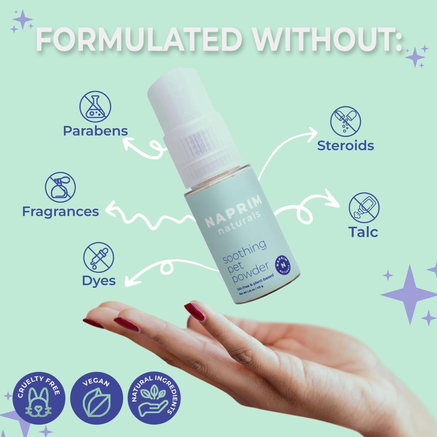 Soothing Pet Powder – Talc-Free Itch Relief for Dogs - Hot Spot Treatment, Dog Allergy Relief & Dry Shampoo for Dogs - Dog Paw Balm & Wound Care - First Aid for Sensitive Skin