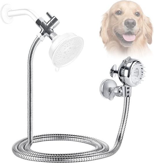 Pet Shower Set with 8.2ft Hose for Bathroom Shower Arm (Suction Holder)